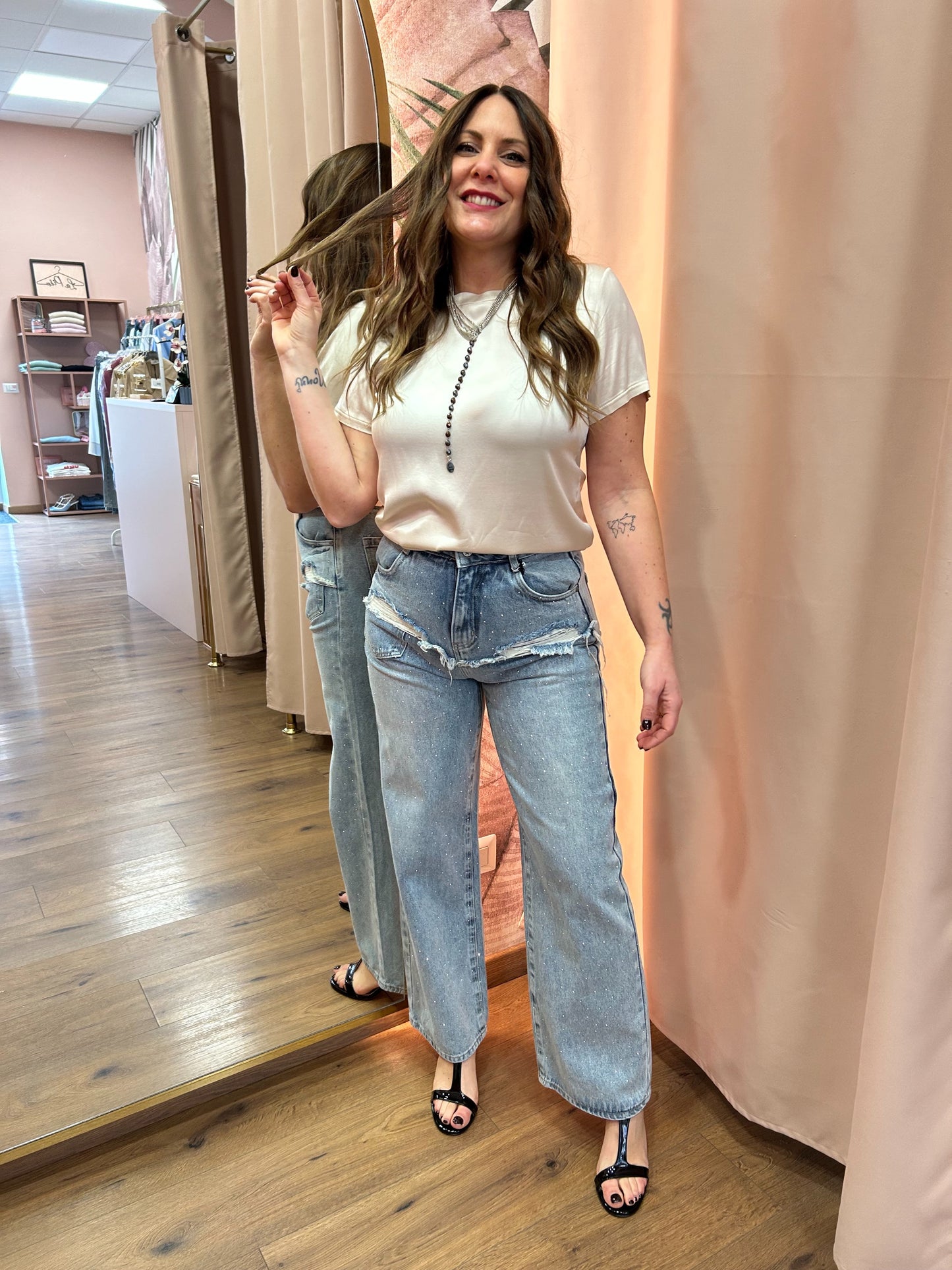 Jeans Strappi e Swarovski