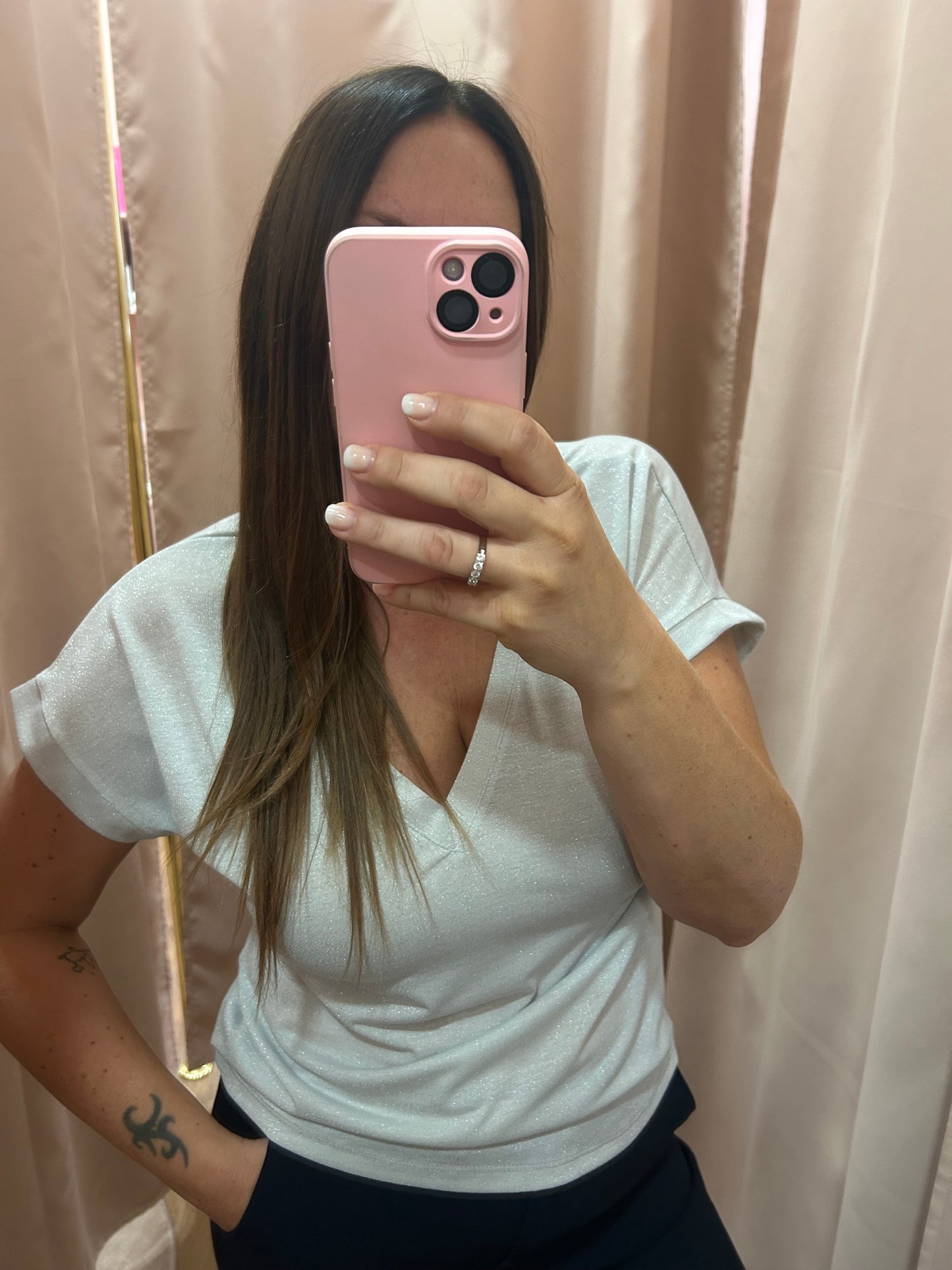 T-shirt Lurex scollo a V