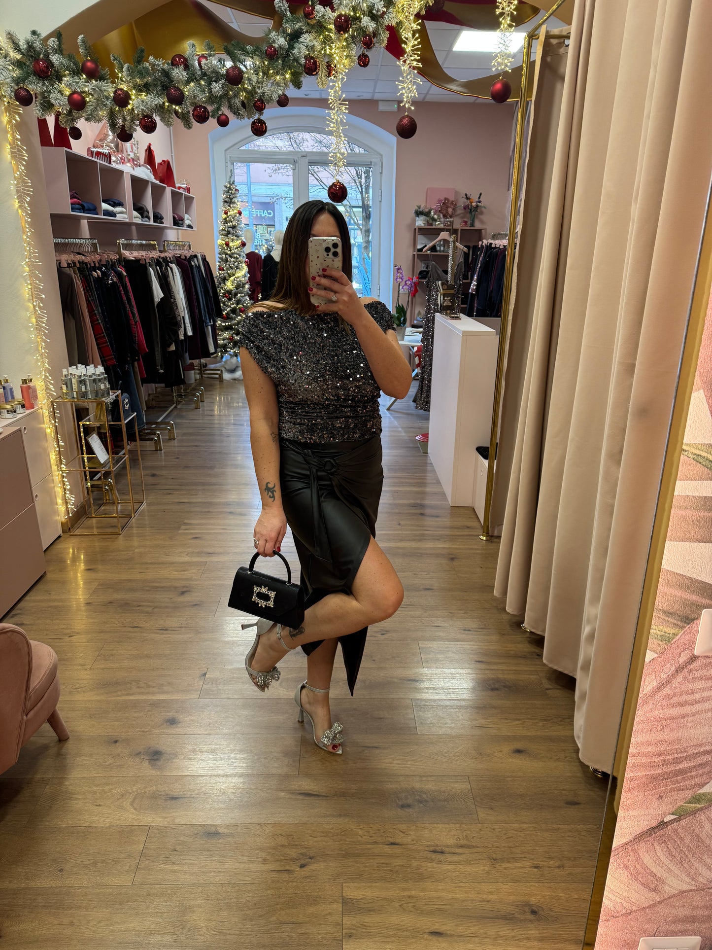 Top Paillettes Argento