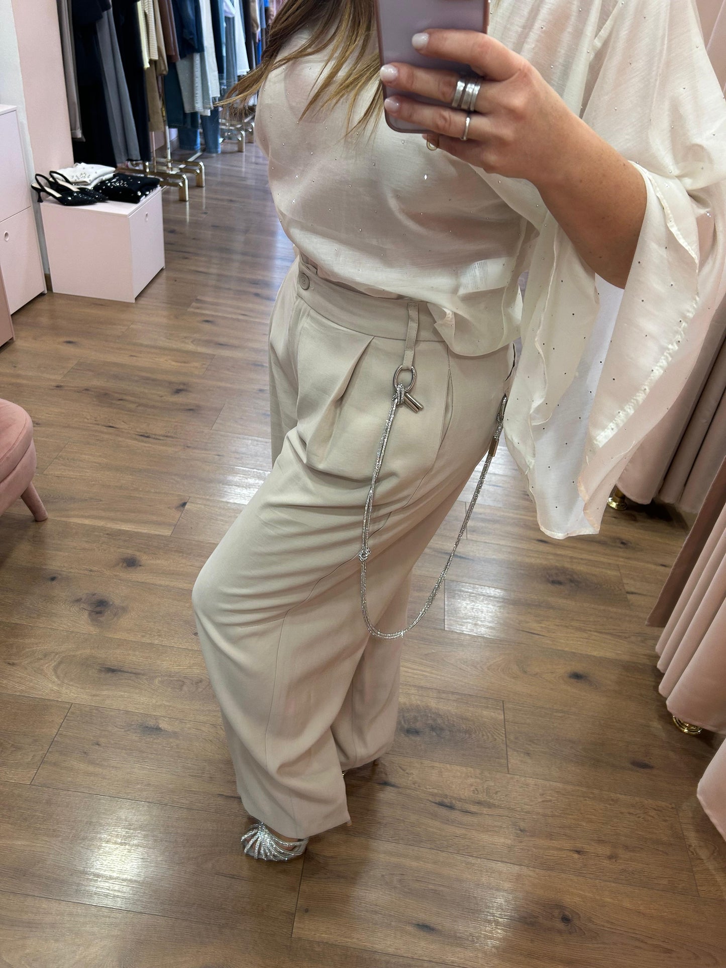 Pantalone con torchon Swarovski