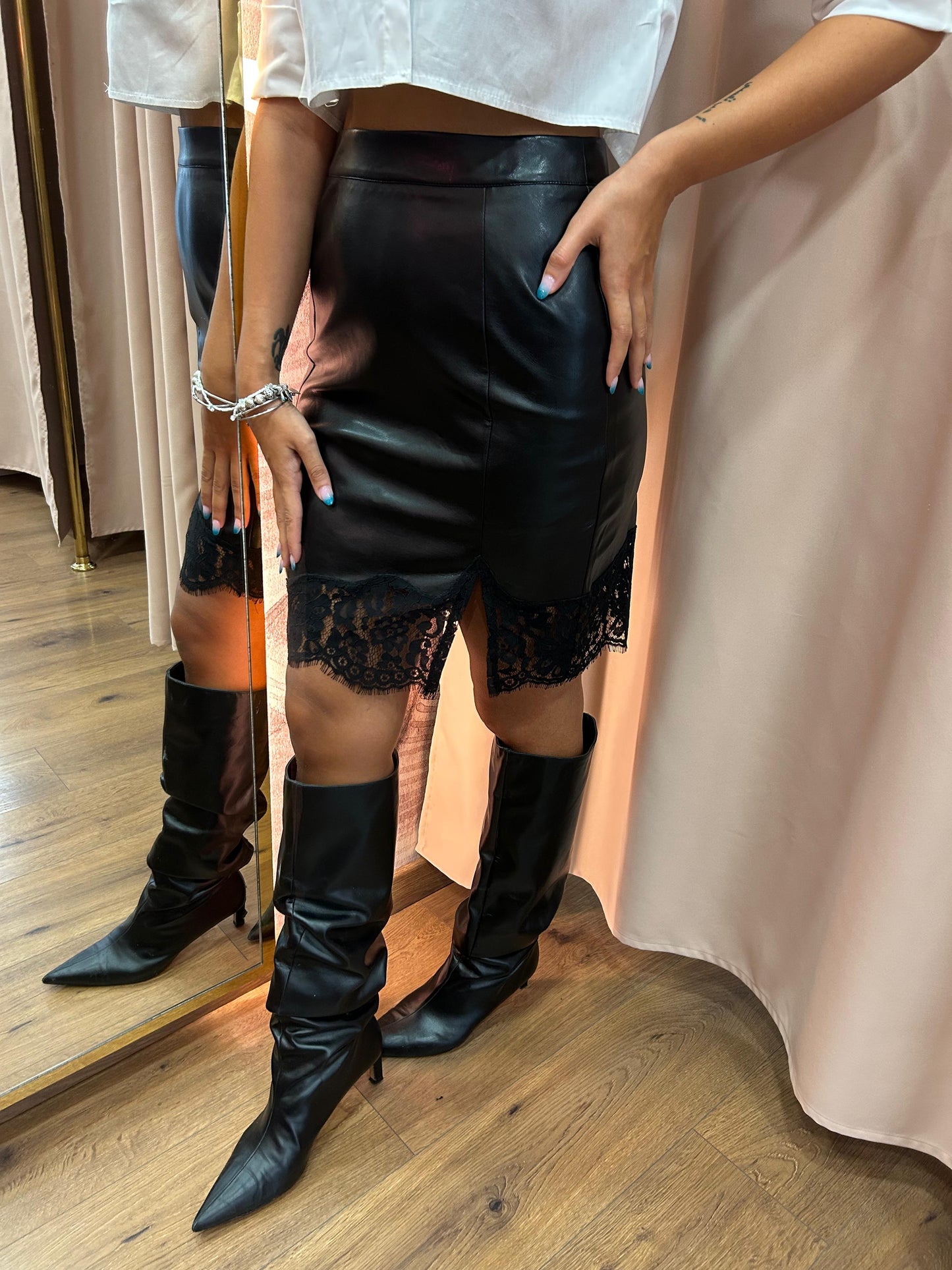 Gonna Ecopelle e Pizzo