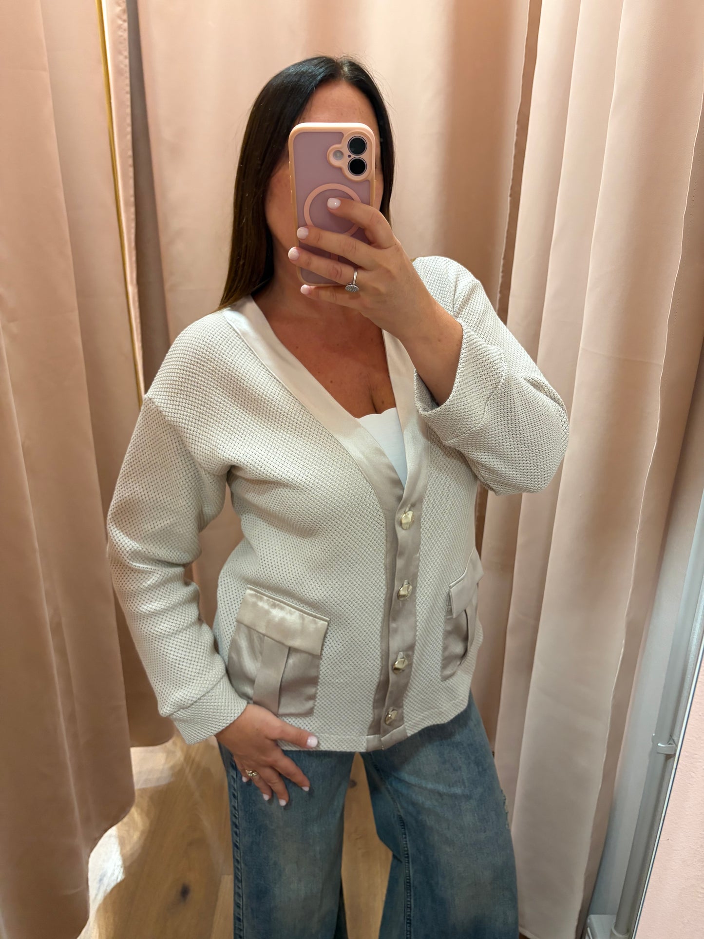 Cardigan Rete e Raso
