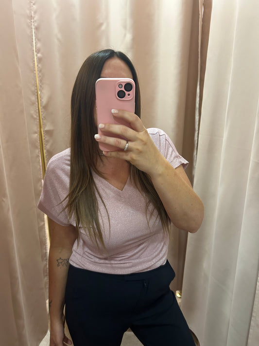 T-shirt Lurex scollo a V