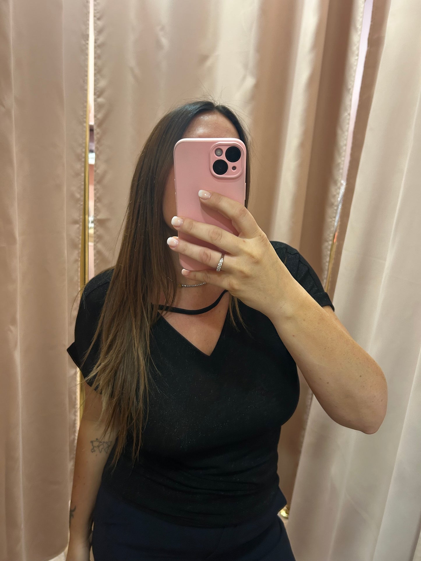 T-shirt Lurex scollo a V