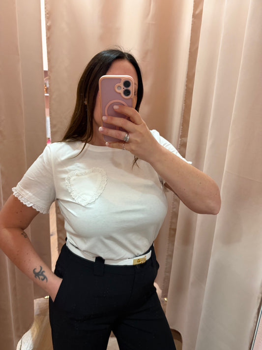 Tshirt Cuore Ricamo