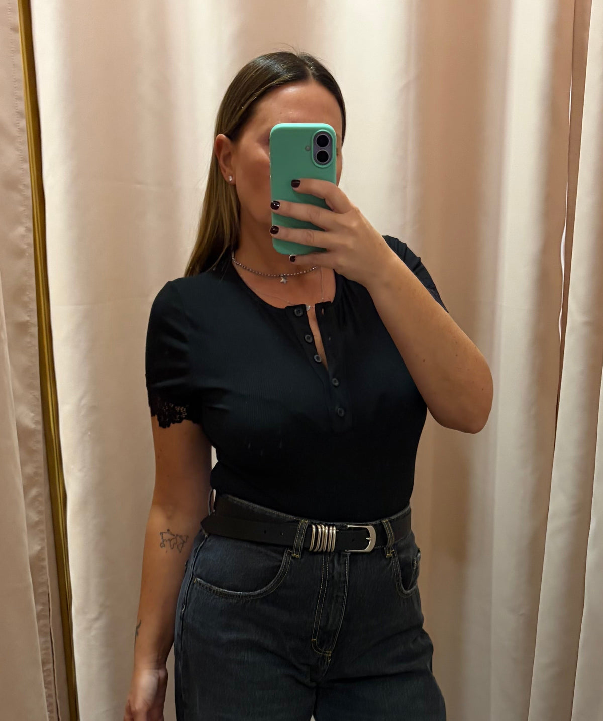 Tshirt costine e pizzo