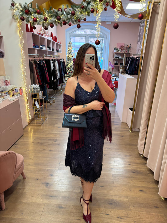 Top Paillettes con dettaglio pizzo