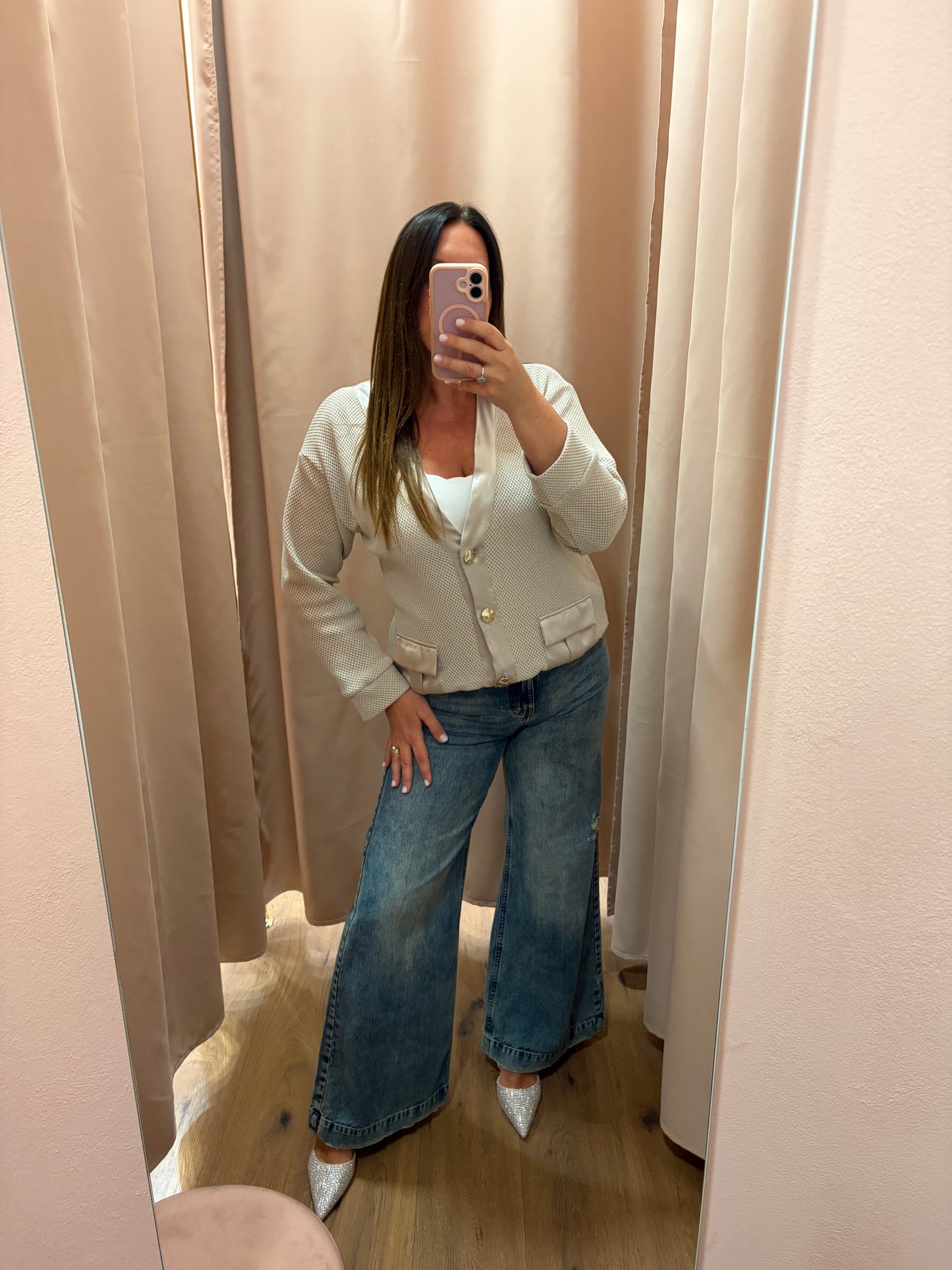 Cardigan Rete e Raso