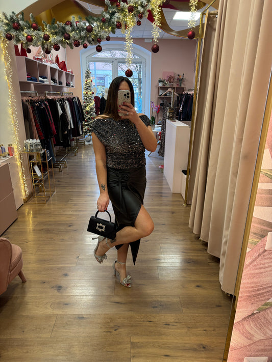 Top Paillettes Argento