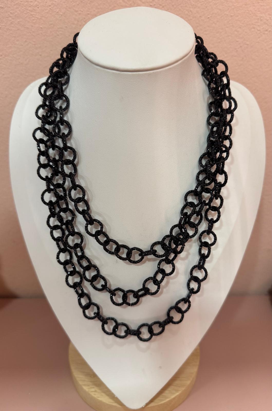 Collana Diamantata Nera cerchi piccoli