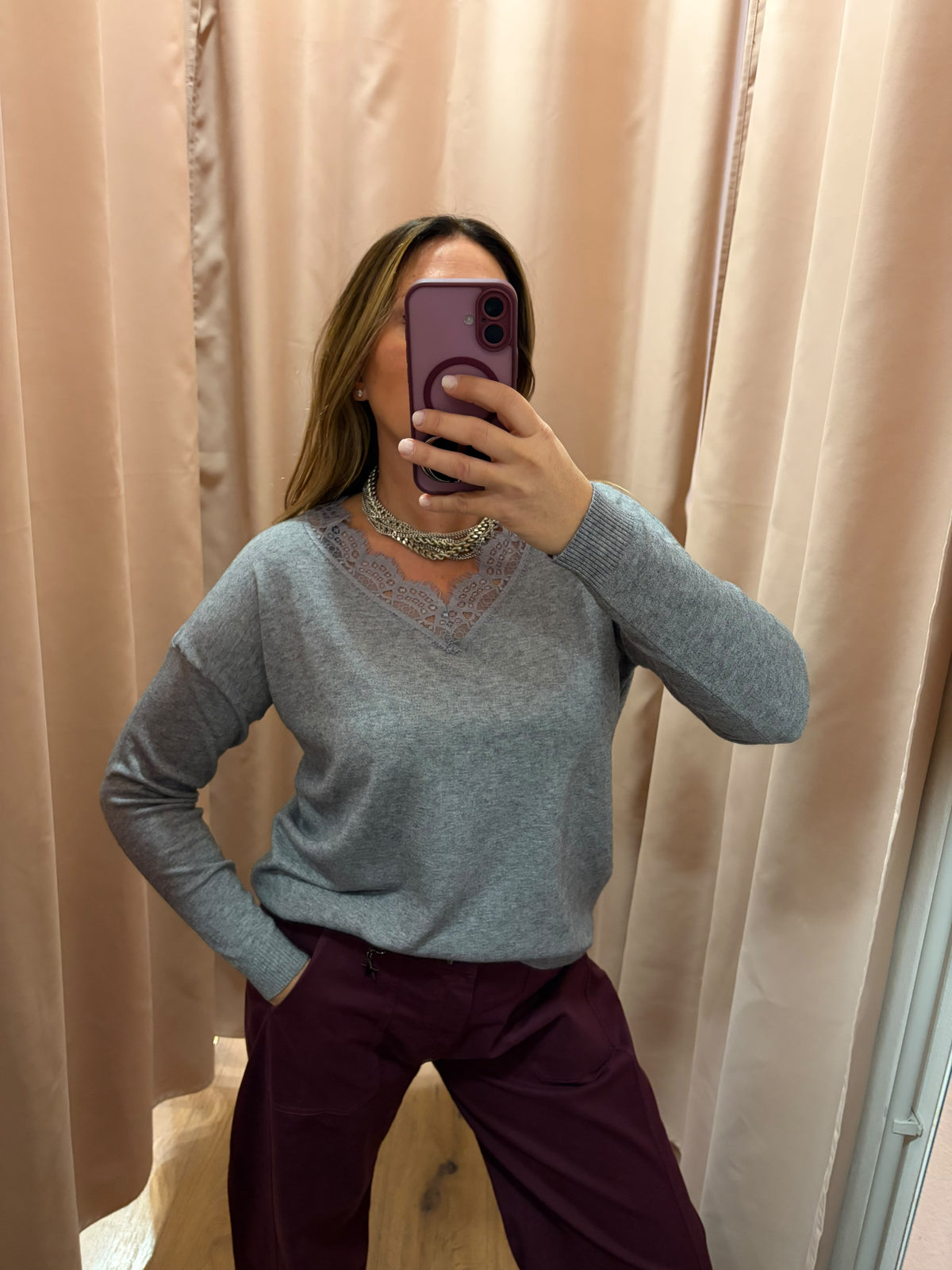 Maglia Over scollo pizzo