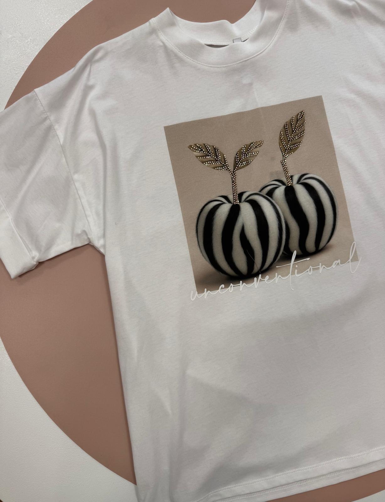 T-shirt Zebrata con strass