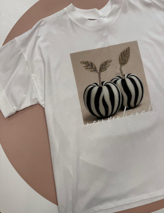 T-shirt Zebrata con strass