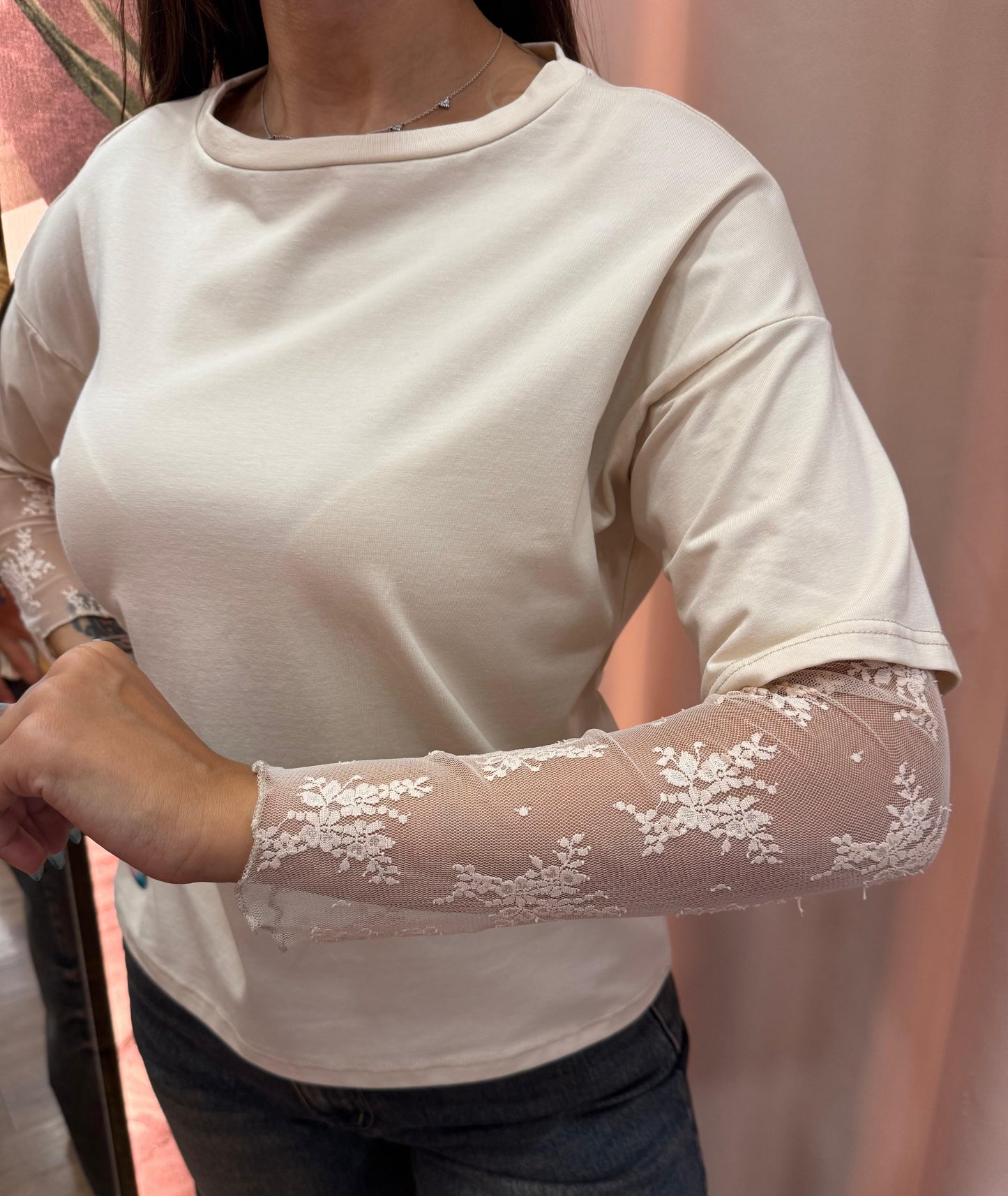 T-shirt Manica Pizzo