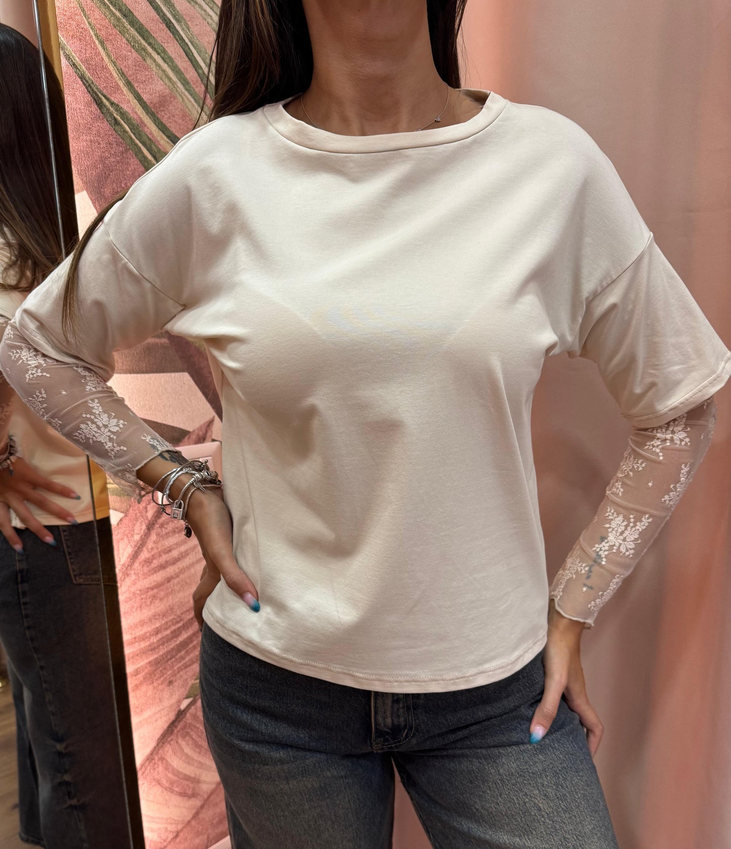 T-shirt Manica Pizzo