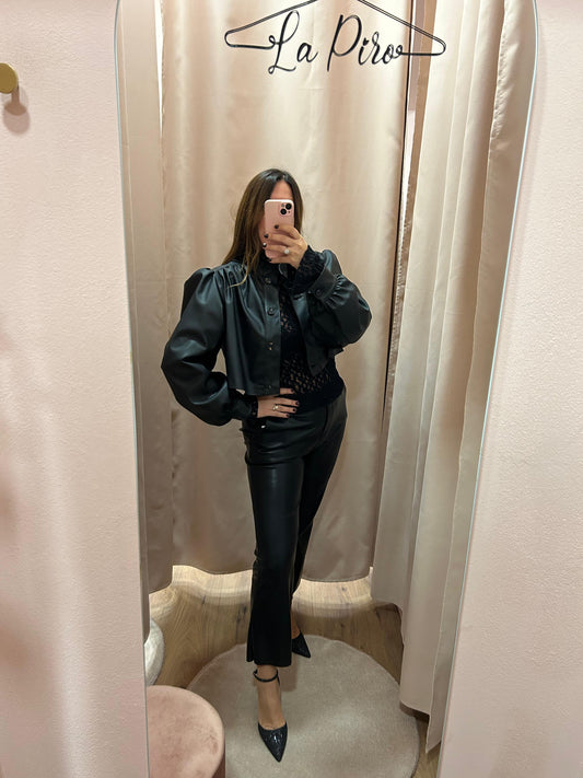 Giubbino Ecopelle con manica a sbuffo