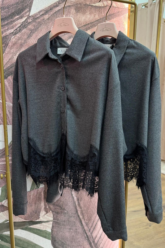 Camicia con ricamo pizzo