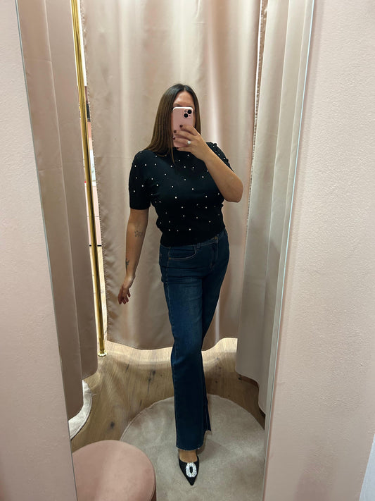 Jeans a zampetta taglio vivo